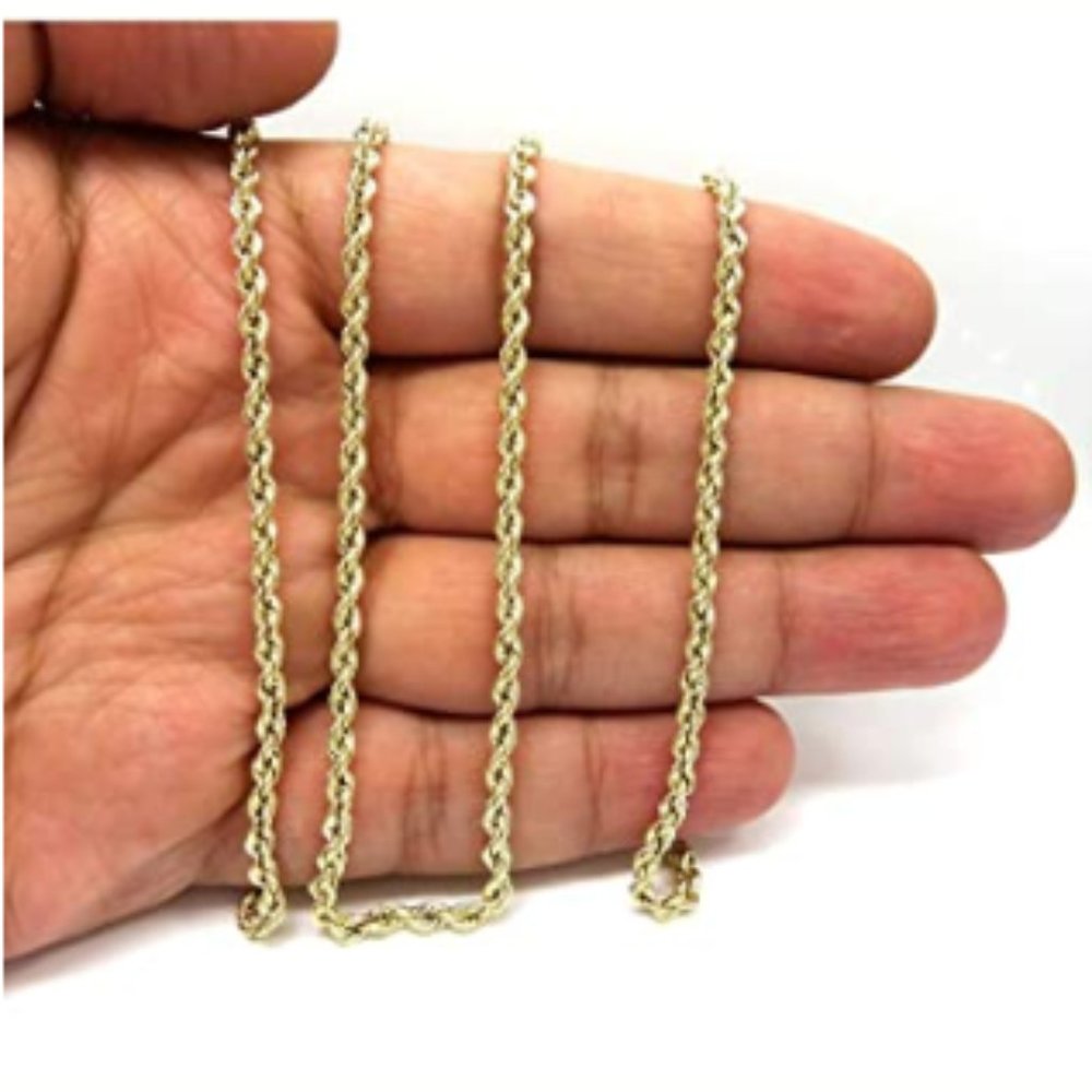 Real 10K Gold, 3mm Diamond Cut Rope Chain